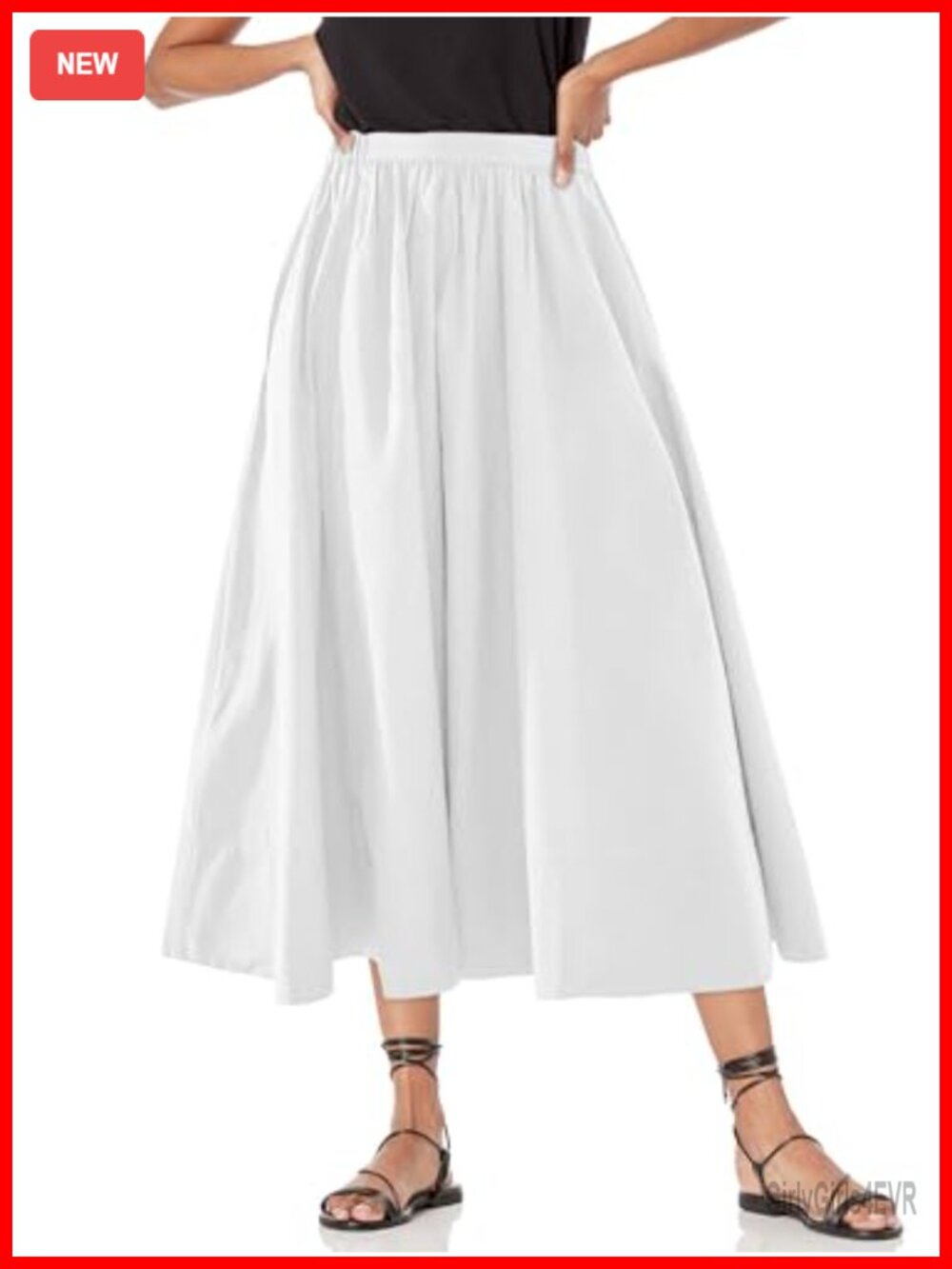 Women's A-Line Midi Skirt High Waist Flowy Pleated with Pockets